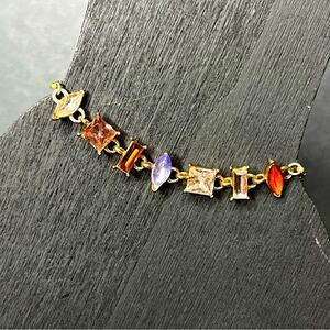 Dainty Multi Gemstone Link Adjustable Bracelet
